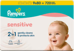 Pampers Sensitive Baby Nedves Törlőkendő, 9 Csomag x 80 Törlőkendő = 720 db Baba Nedves Törlőkendő - ecofamily