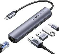 UGREEN Hub USB Ugreen CM418 5-in-1 USB-C Hub, 4K HDMI, Gigabit Ethernet, 2x USB 3.0, PD 100W (CM418-10919)