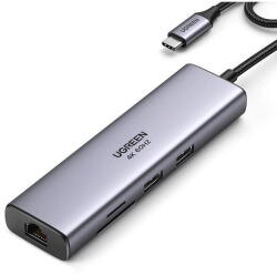 UGREEN Hub USB Ugreen CM512 7-in-1 USB-C Hub, 7-in-1, 4K@30Hz HDMI, RJ45 Gigabit, 100W PD, Gri (CM512-90568)