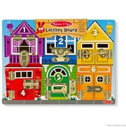 Melissa & Doug Jucarie din lemn Melissa & Doug - Casute, placa activa cu incuietori