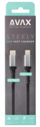 AVAX Töltőkábel, USB-C - Lightning, 27W, 1 m, AVAX CB316 Glowy, fehér (AXCB402G) (AXCB402G)