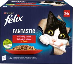 FELIX Fantastic alutasakos macskaeledel, csirke, marha, nyúl, bárány aszpikban, 24 x 85 g