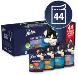 FELIX Fantastic alutasakos eledel macskáknak, marhahús, csirke, lazac, tonhal aszpikban 44 x 85 g