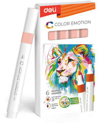 Deli Marker acrilic roz perla color emotion Deli - Set 6 (DLEC193A-PP)