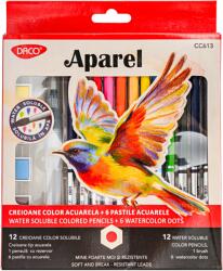 Daco Creion color 12 Culori+ 6 Pastile Acuarela DACO (CC613)
