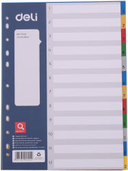 Deli Separatoare index plastic 1-12 color Deli (DLE5725A) - roua