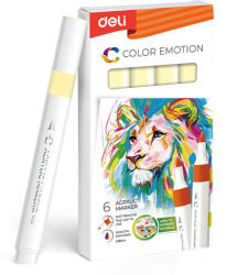 Deli Marker acrilic galben deschis color emotion Deli - Set 6 (DLEC193A-YW)