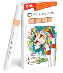 Deli Marker acrilic piersica color emotion Deli - Set 6 (DLEC193A-PE)