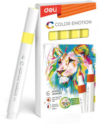 Deli Marker acrilic galben canar color emotion Deli - Set 6 (DLEC193A-CY)