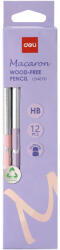 Deli Creion grafit cu guma fara lemn hb macarons Deli - Set 12 (DLEU54800-12)