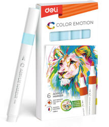 Deli Marker acrilic albastru deschis color emotion Deli - Set 6 (DLEC193A-LB)