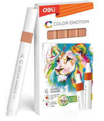 Deli Marker acrilic maro deschis color emotion Deli - Set 6 (DLEC193A-CM)
