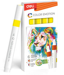 Deli Marker acrilic galben color emotion Deli - Set 6 (DLEC193A-YE)