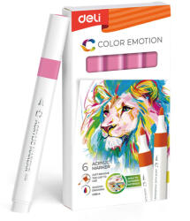 Deli Marker acrilic roz color emotion Deli - Set 6 (DLEC193A-PK)