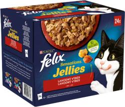 FELIX Sensations Jellies alutasakos macskaeledel marhahús, csirke, kacsa, bárány aszpikban, 24 x 85 g