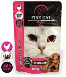 Fine Cat grain-free sterilised alutasakos macskaeledel, csirke szószban, 22 × 100 g