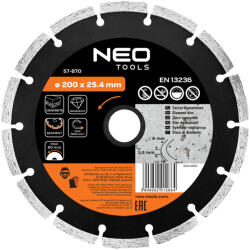NEO Disc de taiere diamantat 200x25, 4 mm, segmentat (57870) Disc de taiere
