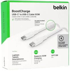 Belkin Braided Usb-c 2.0 100w Cable 3m White