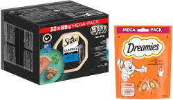 Sheba 32x85g Sheba Classics pástétomban nedves macskatáp+180g Dreamies csirke macskasnack ingyen