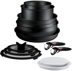 Tefal Set 13 piese Tefal Ingenio Excellence+ P0009753, tigaie de 24/28 cm, wok 26 cm, tigaie saute 24 cm, cratita 16/20 cm, capac ermetic 16/20 cm, capac sticla 16/20/24 cm, 2 manere detasabile, tehnologie 