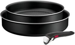 Tefal Set de 3 piese Tefal Ingenio Generous Cook L3129053, tigaie de 22/26 cm, mâner detașabil, indicator Thermo Signal, înveliș antiaderent Titanium (L3129053)