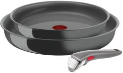 Tefal Set de 3 piese Tefal Ingenio Renew L2609502, tigaie de 24/28 cm, mâner detașabil, înveliș antiaderent, indicator Thermo-Signal, gri (L2609502)