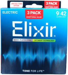 Elixir Optiweb 09-42 3 Pack - Pachet 3 Seturi Corzi Chitara Electrica (3313216571)