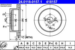ATE Disc frana ATE 24.0118-0157.1 (24.0118-0157.1) - turbochic