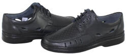 Nicolis Pantofi barbati, Nicolis, 72564-Negru, casual, piele naturala, perforati, cu talpa joasa, negru (Marime: 40)