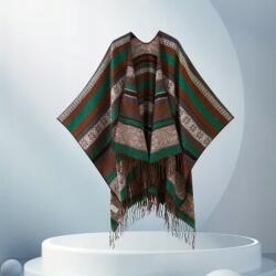 24Bottles Poncho Poncsó pocahontas sál ágytakaró szőtt Boho Western barna divatos 2in1 (PON25)