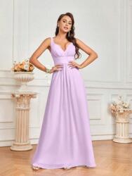 Shein Lila Színű Klasszikus Maxi Ruha Pánttal, V-nyakkal, Siffonnal, 34- Shein