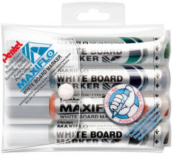 Pentel Táblamarker készlet, 2, 5mm, kerek hegyű, Pentel Maxiflo, 4 klf. szín (RRMWL5M4)