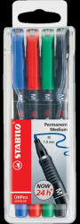 STABILO Alkoholos marker készlet 1mm, STABILO OHPen M, 4 klf. szín (RR8434M)