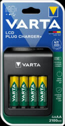 VARTA Elemtöltő, akku LCD Plug töltő + 4 db AA 2100 mAH Varta (RR35044)