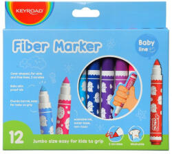 Keyroad Rostirón, filctoll készlet, 5 mm, 12 db/bliszter, Keyroad Jumbo, vegyes színek (RR54313)