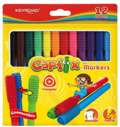 Keyroad Rostirón, filctoll készlet összekapcsolható fejekkel 12 db/bliszter Keyroad Capfix vegyes színek (RR38486)