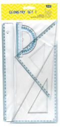 Educa Vonalzókészlet, 30 cm egyenes vonalzó, szögmérő, 45° 16 cm és 60°, 23 cm háromszög vonalzó, 4 db/bliszter Educa (RR3151)