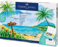 Faber-Castell Vízfesték készlet CREATIVE STUDIO keverő palettával+ vízadagolós ecsettel Faber-Castell 12klf. szín (RR68404)
