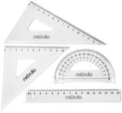 Nebulo Vonalzókészlet, 15 cm egyenes vonalzó, szögmérő, 45° 13 cm és 60° 18 cm háromszög vonalzó, 4 db/bliszter Educa (RR53867)