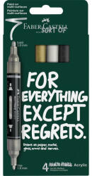 Faber-Castell Akril marker készlet, kétvégű MULTIMARK klasszikus színek Faber-Castell fehér, ezüst, arany, fekete 4klf. szín (RR68307)