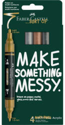 Faber-Castell Akril marker készlet, kétvégű MULTIMARK metálszínek Faber-Castell arany, ezüst, réz, acélszürke 4klf. szín (RR68308)