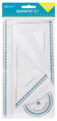 Connect Vonalzókészlet, 30 cm egyenes vonalzó, szögmérő, 45° 14 cm és 60° 18 cm háromszög vonalzó, 4 db/bliszter Connect (RR106046)