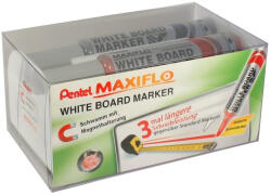 Pentel Táblamarker+törlő készlet 2, 5mm, kerek hegyű, Maxiflo Pentel, 4 klf. szín (RRMWL5M4N)