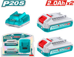 TOTAL Set acumulatori si incarcator TOTAL Industrial 20V 2Ah 3 piese