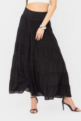 Shopika Fusta maxi, ampla, cu volane, din batist de bumbac, neagra Talie unica