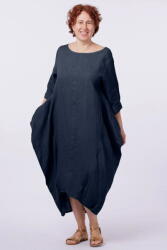 SHOPIKA Rochie lalea in colturi, din in, bleumarin Talie unica