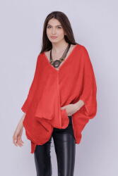 SHOPIKA Bluza oversize petrecuta, din in, rosie Talie unica