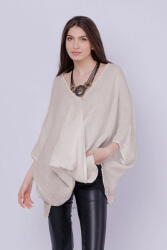 SHOPIKA Bluza oversize petrecuta, din in, bej Talie unica