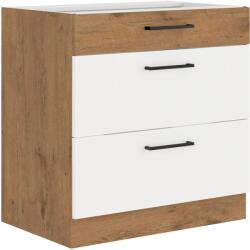 Lempert Niki 30. konyha 80 D 3S BB 80x82x52cm fényes fehér/lancelot tölgy (munkalap nélkül)