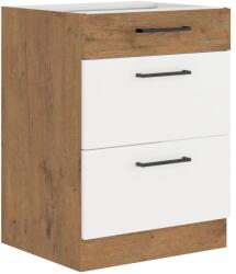 Lempert Niki 30. konyha 60 D 3S BB 60x82x52cm fényes fehér/lancelot tölgy (munkalap nélkül)